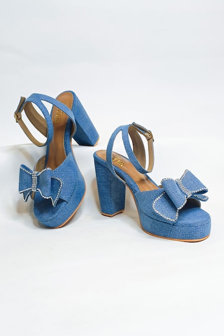 Badgley Mischka blue satin embellished beaded heels, size 7.5 | eBay