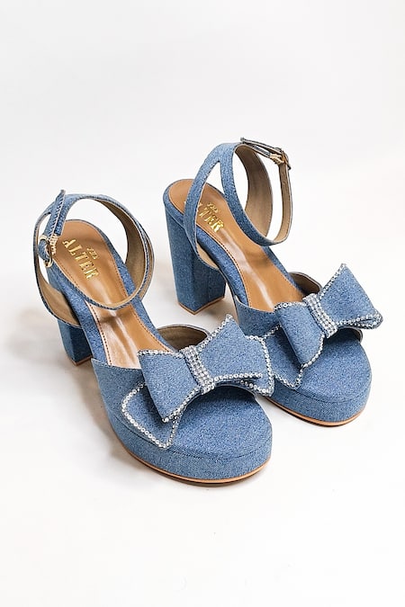 Shop The Alter Blue Stones Embellished Block Heels at Aza Fashions Shop_The Alter_Blue Stones Embellished Block Heels _at_Aza_Fashions