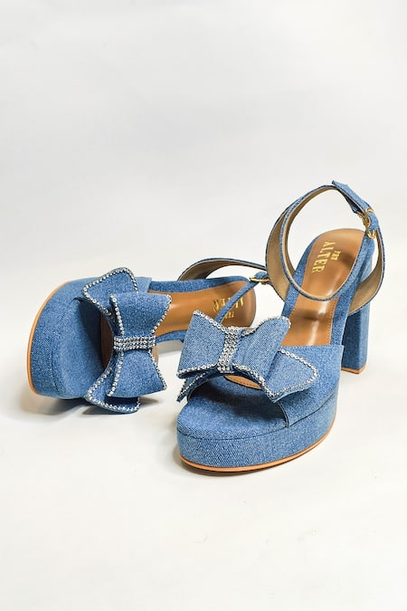The Alter Blue Stones Embellished Block Heels Online at Aza Fashions The Alter_Blue Stones Embellished Block Heels _Online_at_Aza_Fashions