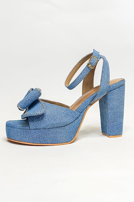 Buy The Alter Blue Stones Embellished Block Heels Online at Aza Fashions Buy_The Alter_Blue Stones Embellished Block Heels _Online_at_Aza_Fashions