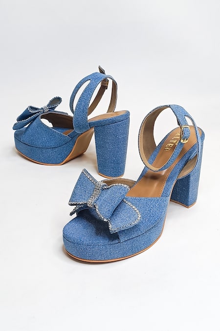 The Alter Blue Stones Embellished Block Heels at Aza Fashions The Alter_Blue Stones Embellished Block Heels _at_Aza_Fashions