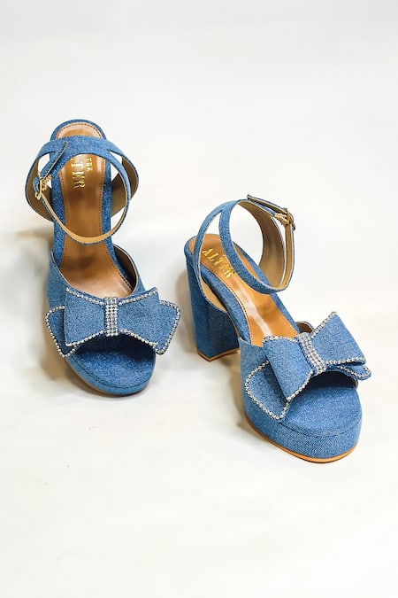 Shop The Alter Blue Stones Embellished Block Heels Shop_The Alter_Blue Stones Embellished Block Heels