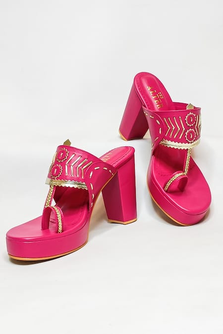 The Alter Zyna Solid Braided Kolhapuri Block Heels 