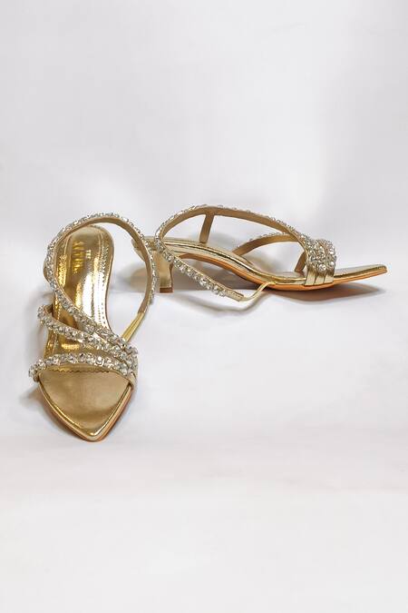Shop_The Alter_Gold Rhinestones Kiara Metallic Embellished Kitten Heels 
