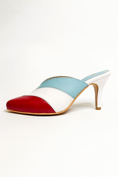 Buy_The Alter_White Veronica Color Block Mules _Online_at_Aza_Fashions
