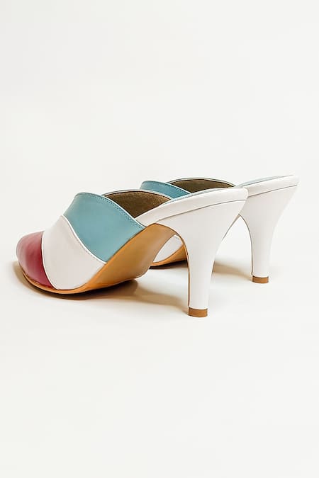 Shop_The Alter_White Veronica Color Block Mules _Online_at_Aza_Fashions