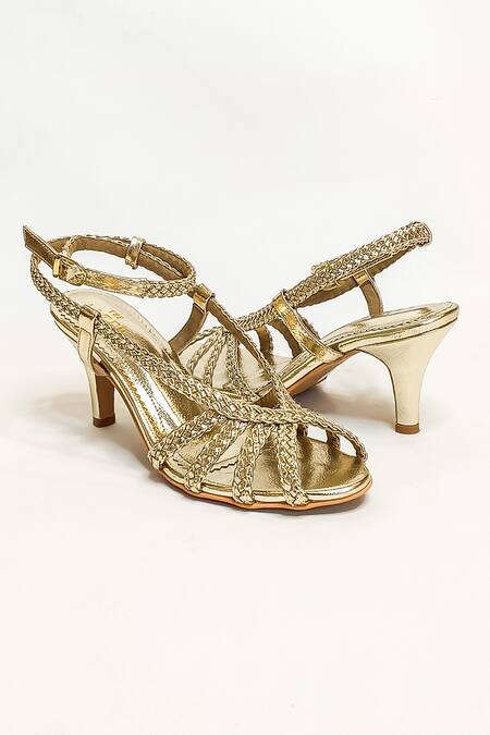Buy_The Alter_Gold Cleopatra Braided Strap Stilettos 