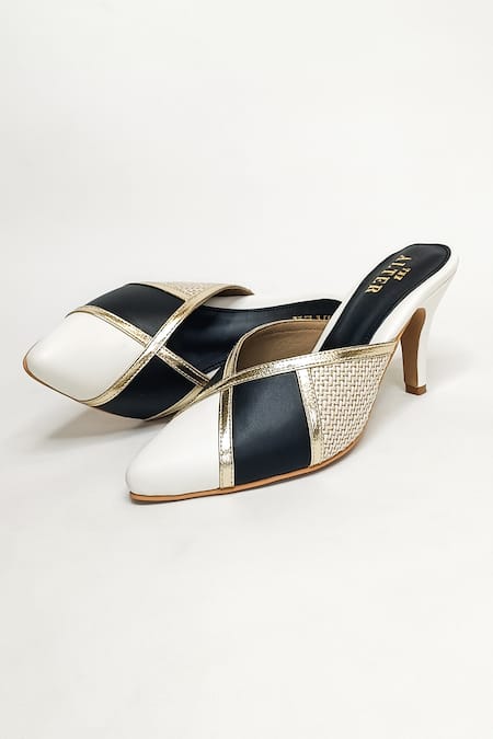 THE ALTER White Plain Madison Color Block Mules