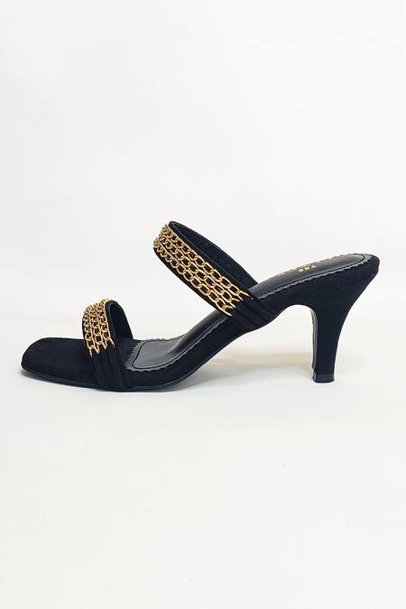 Buy_The Alter_Black Chains Georgina Embellished Stiletto Heels _Online_at_Aza_Fashions