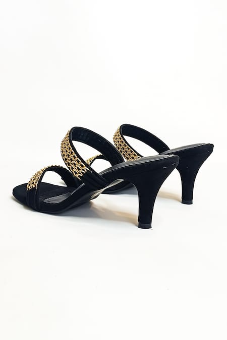Shop_The Alter_Black Chains Georgina Embellished Stiletto Heels _Online_at_Aza_Fashions
