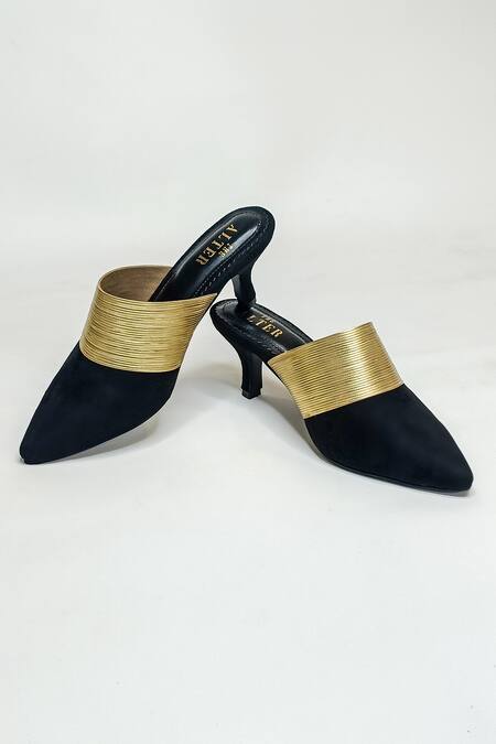 Shop The Alter Black Plain Jane Color Block Mules Online at Aza Fashions Shop_The Alter_Black Plain Jane Color Block Mules _Online_at_Aza_Fashions