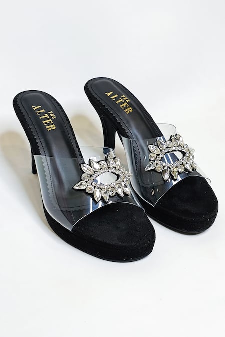 Shop The Alter Black Stone And Brooch Embellished Marina Stiletto Heels at Aza Fashions Shop_The Alter_Black Stone And Brooch Embellished Marina Stiletto Heels _at_Aza_Fashions