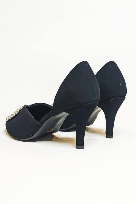 The Alter Black Rhinestone And Brooch Embellished Raya Stilettos Online at Aza Fashions The Alter_Black Rhinestone And Brooch Embellished Raya Stilettos _Online_at_Aza_Fashions