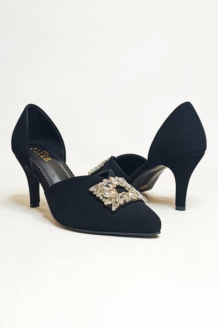 Shop The Alter Black Rhinestone And Brooch Embellished Raya Stilettos Online at Aza Fashions Shop_The Alter_Black Rhinestone And Brooch Embellished Raya Stilettos _Online_at_Aza_Fashions