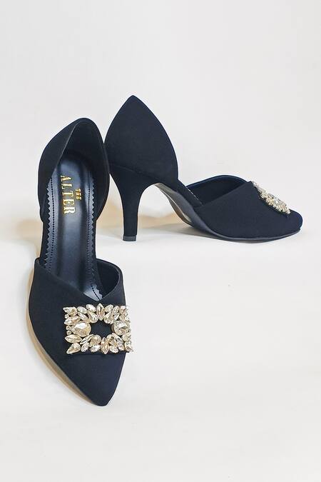Buy The Alter Black Rhinestone And Brooch Embellished Raya Stilettos Buy_The Alter_Black Rhinestone And Brooch Embellished Raya Stilettos