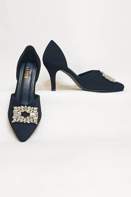 Shop The Alter Black Rhinestone And Brooch Embellished Raya Stilettos Shop_The Alter_Black Rhinestone And Brooch Embellished Raya Stilettos