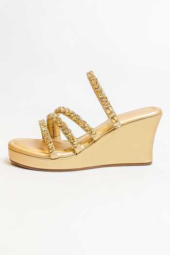 The Alter Gold Rhinestones Norah Embellished Strappy Wedges Online at Aza Fashions The Alter_Gold Rhinestones Norah Embellished Strappy Wedges _Online_at_Aza_Fashions