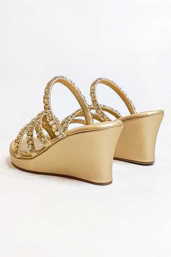 Buy The Alter Gold Rhinestones Norah Embellished Strappy Wedges Online at Aza Fashions Buy_The Alter_Gold Rhinestones Norah Embellished Strappy Wedges _Online_at_Aza_Fashions