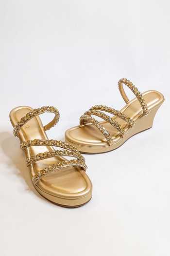 Shop The Alter Gold Rhinestones Norah Embellished Strappy Wedges Online at Aza Fashions Shop_The Alter_Gold Rhinestones Norah Embellished Strappy Wedges _Online_at_Aza_Fashions
