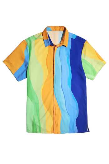 Buy_Dash And Dot_Multi Color Polyester Hand Painted Shirt_Online_at_Aza_Fashions