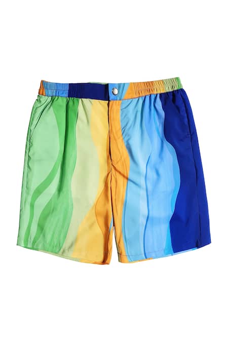 Buy_Dash And Dot_Multi Color Polyester Hand Painted Shorts_Online_at_Aza_Fashions