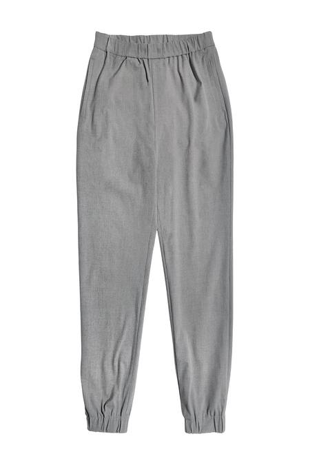 Dash And Dot Grey Viscose, Polyester Plain Jogger Pant Online at Aza Fashions Dash And Dot_Grey Viscose, Polyester Plain Jogger Pant _Online_at_Aza_Fashions