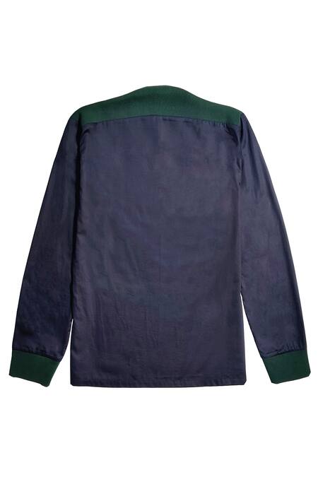 Buy_Dash And Dot_Blue Cotton Color Block Pattern Tee _Online_at_Aza_Fashions