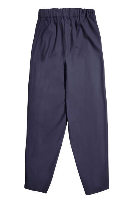 Buy_Dash And Dot_Blue 62.8% Viscose Plain Box Pleated Harem Pant  _Online_at_Aza_Fashions