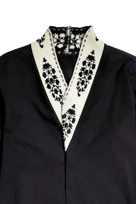 Dash And Dot Black Cotton Contrast Collared Shirt at Aza Fashions Dash And Dot_Black Cotton Contrast Collared Shirt _at_Aza_Fashions