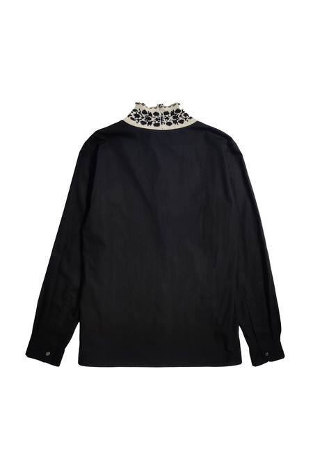 Buy Dash And Dot Black Cotton Contrast Collared Shirt Buy_Dash And Dot_Black Cotton Contrast Collared Shirt