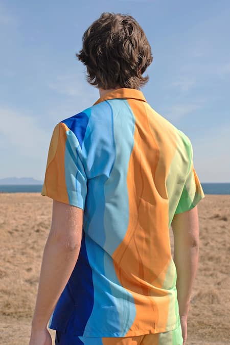 Shop Dash And Dot Multi Color Polyester Abstract Hand Painted Shirt And Shorts Set at Aza Fashions Shop_Dash And Dot_Multi Color Polyester Abstract Hand Painted Shirt And Shorts Set _at_Aza_Fashions