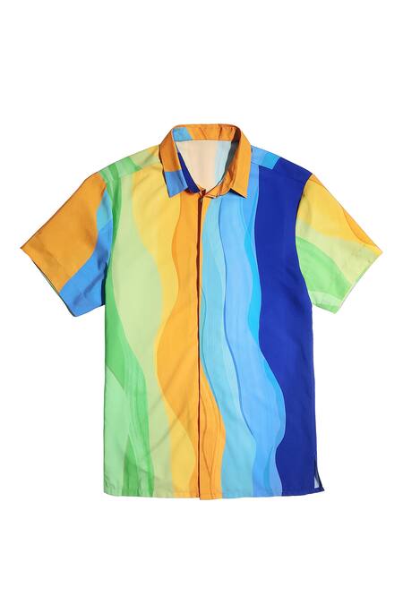 Dash And Dot Multi Color Polyester Abstract Hand Painted Shirt And Shorts Set Online at Aza Fashions Dash And Dot_Multi Color Polyester Abstract Hand Painted Shirt And Shorts Set _Online_at_Aza_Fashions