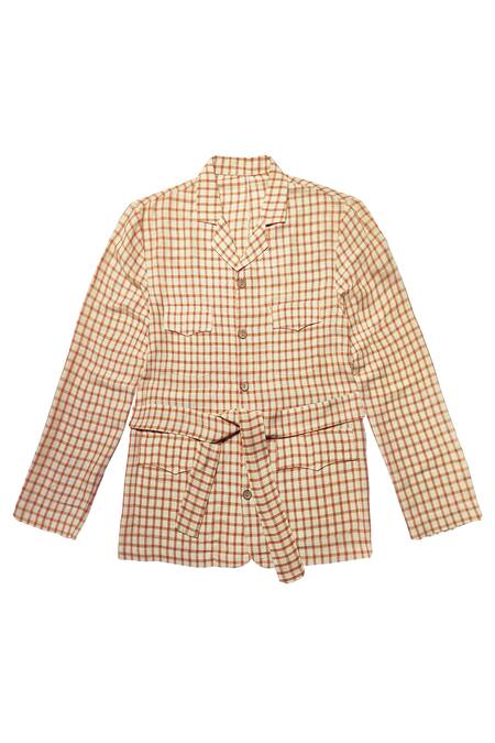 Dash And Dot Beige Linen Chequered Pattern Shirt With Pant Online at Aza Fashions Dash And Dot_Beige Linen Chequered Pattern Shirt With Pant _Online_at_Aza_Fashions
