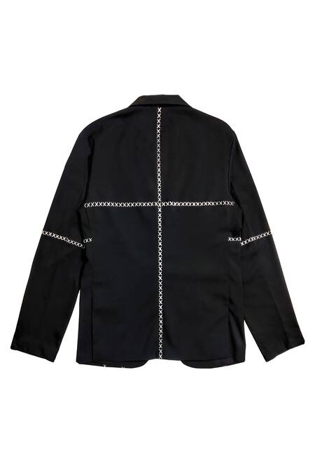 Buy Dash And Dot Black Lycra, Viscose, Polyester Embroidery Cross Stitch Jacket With Pant Online at Aza Fashions Buy_Dash And Dot_Black Lycra, Viscose, Polyester Embroidery Cross Stitch Jacket With Pant _Online_at_Aza_Fashions