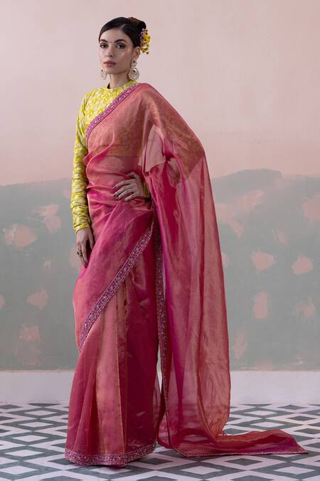 Taisha Multi Color Silk, Bamboo, Satin Sequins, Tissue Border Saree With Blouse Online at Aza Fashions Taisha_Multi Color Silk, Bamboo, Satin Sequins, Tissue Border Saree With Blouse _Online_at_Aza_Fashions