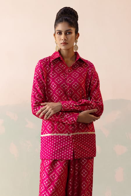 Shop Taisha Maroon Silk, Tissue Diamonds Collared Flowery Jaal Shirt With Pant Online at Aza Fashions Shop_Taisha_Maroon Silk, Tissue Diamonds Collared Flowery Jaal Shirt With Pant _Online_at_Aza_Fashions