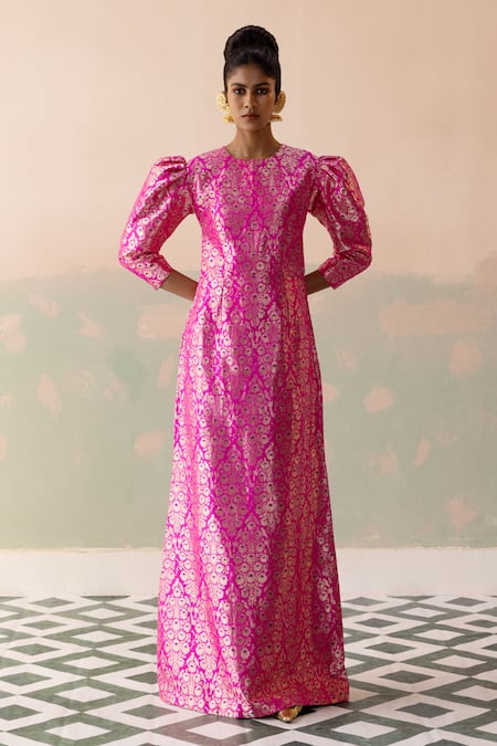 Taisha Parrot Forest Woven Gown 