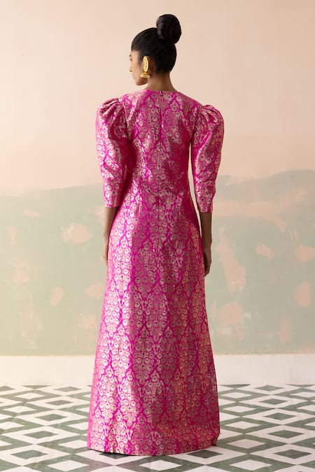 Taisha Parrot Forest Woven Gown 