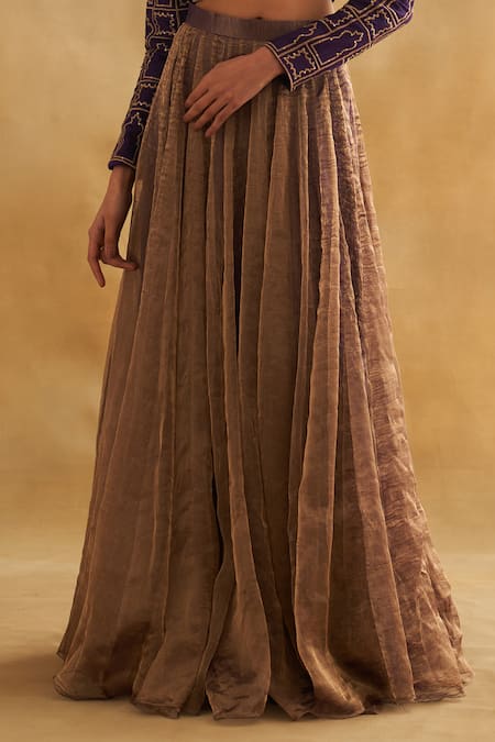 Buy_Taisha_Purple , , Tissue, Mughal Mahal Blouse Lehenga Set _Online_at_Aza_Fashions