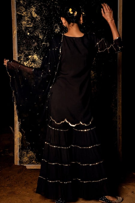 Gulaal Hand Embroidered Short Kurta Sharara Set 