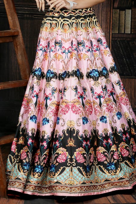 Buy Archana Kochhar Multi Color Raw Silk, Net Floral And Geometric Moscow Printed Lehenga & Blouse Set Online at Aza Fashions Buy_Archana Kochhar_Multi Color Raw Silk, Net Floral And Geometric Moscow Printed Lehenga & Blouse Set _Online_at_Aza_Fashions