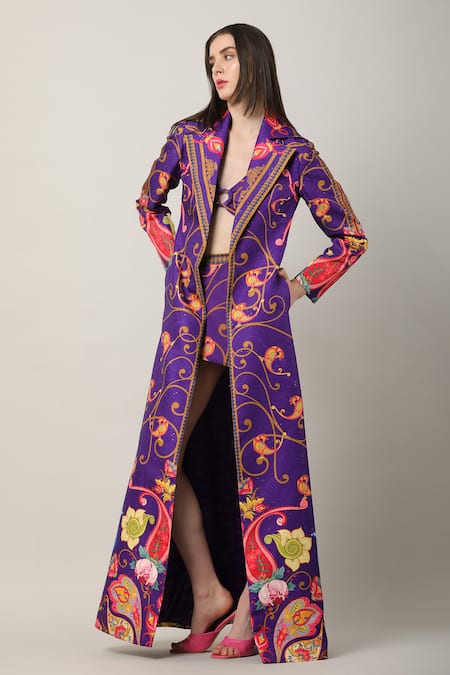Limerick By Abirr N' Nanki Multi Color Sheeted Satin Blend Printed Paisley Labisa Jacket