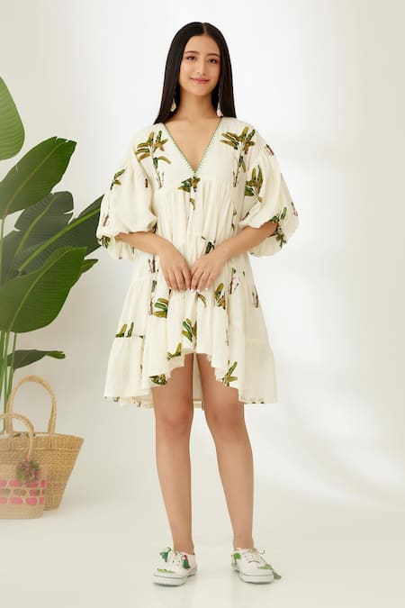 Nikasha Cotton Silk Hand Painted Dress 