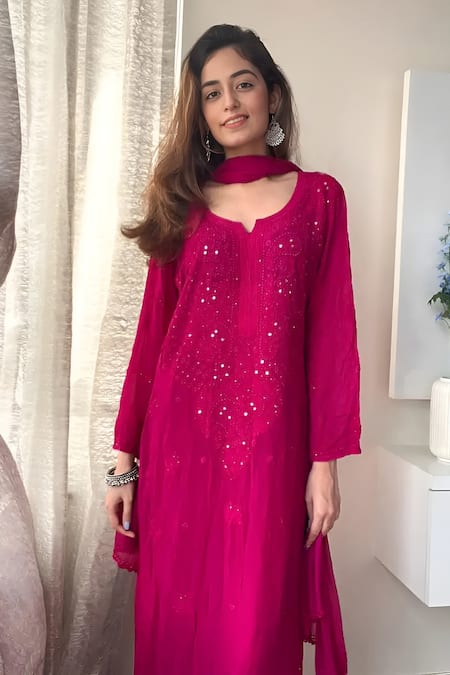 LABEL AISHWARYRIKA Vibrant Chikankari Embroidered Straight Kurta Set 