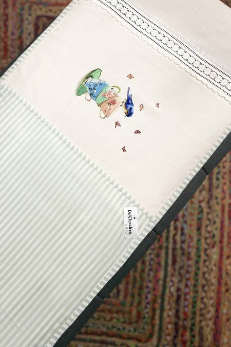 DE Chevalerie EN Rouge_Off White Organic Cotton Digital Printed Tea Dessert Table Runner_Online_at_Aza_Fashions