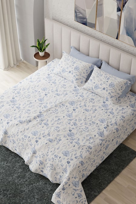 Houmn Blooms Cotton Floral Print Bedsheet Set 