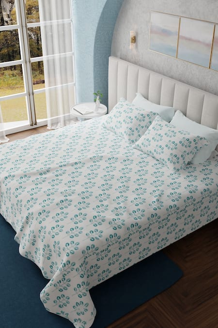 Houmn Galaxia Cotton Leaf Pattern Bedsheet Set 