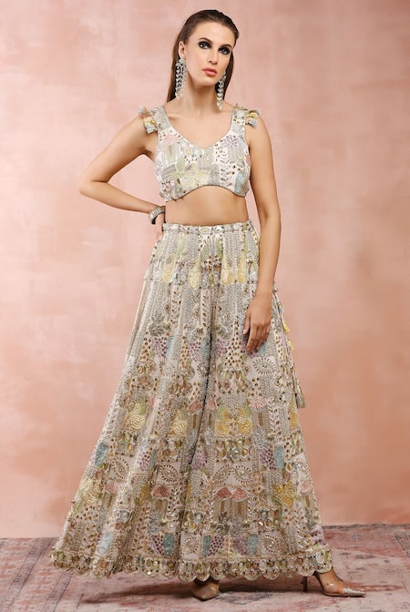 Payal Singhal Zari Embroidered Choli Sharara Set 