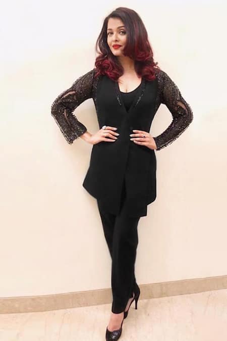 Shop Rohit Gandhi + Rahul Khanna Black Poly Crepe Embroidered Metallic Plunge V Neck 3d Overlap Jacket at Aza Fashions Shop_Rohit Gandhi + Rahul Khanna_Black Poly Crepe Embroidered Metallic Plunge V Neck 3d Overlap Jacket _at_Aza_Fashions
