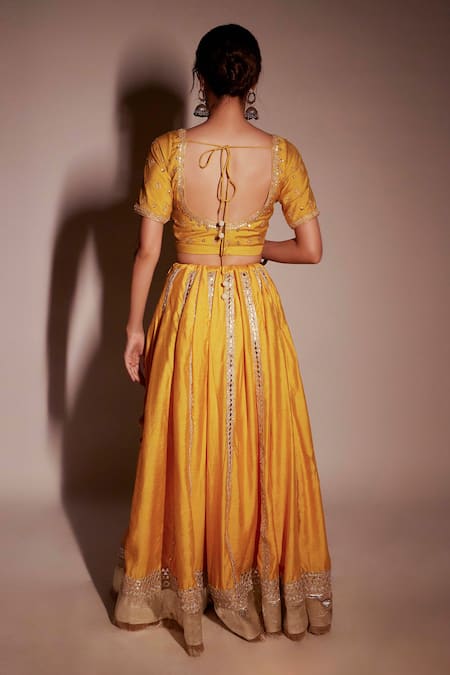 Pants And Pajamas Chanderi Gota Embroidered Lehenga Skirt 